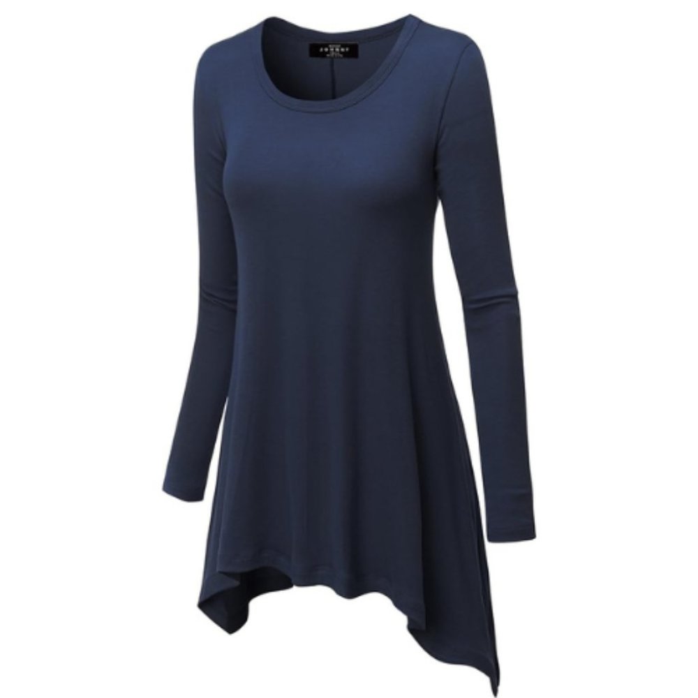Tunic - Long Sleeve Top Navy Blue